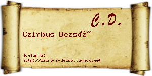 Czirbus Dezső névjegykártya